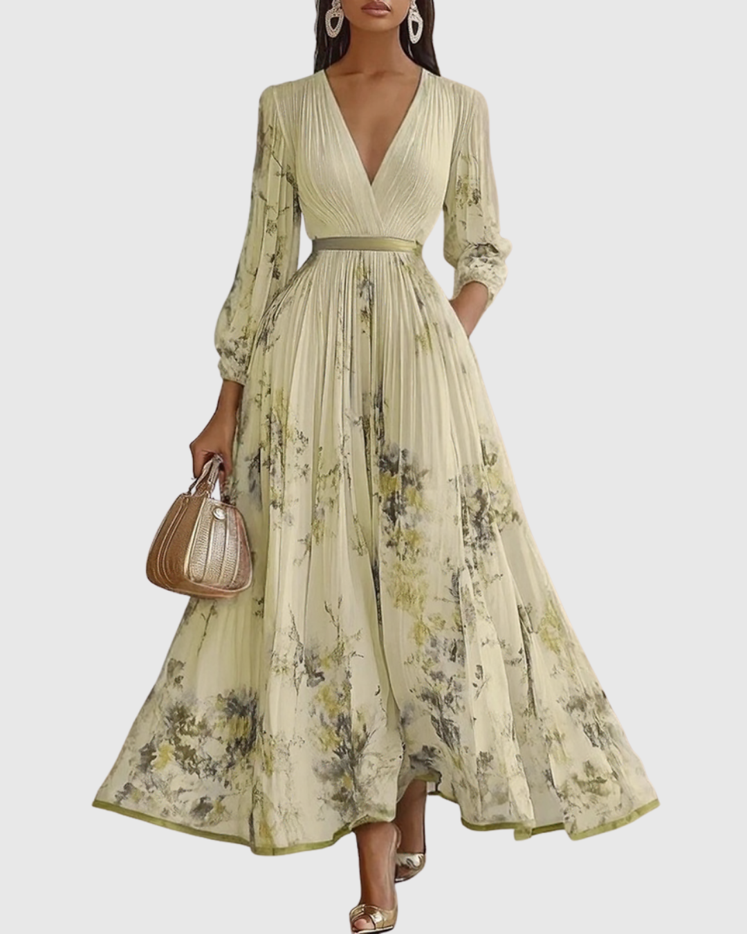 Rowella - Elegantes plissiertes Maxikleid