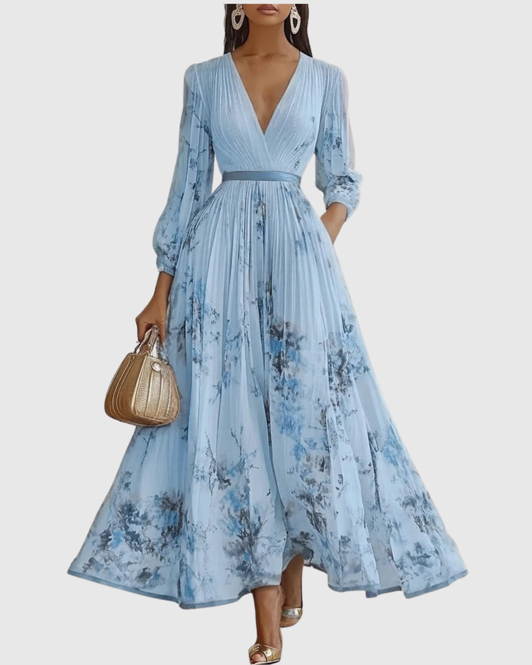 Rowella - Elegantes plissiertes Maxikleid