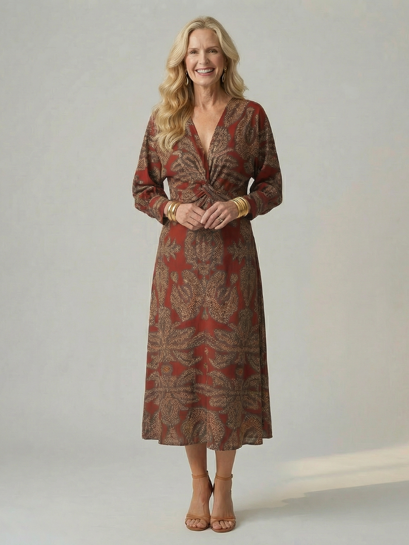 Lune | Natürliches Wickel-Midi-Kleid
