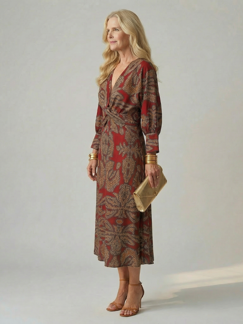 Lune | Natürliches Wickel-Midi-Kleid