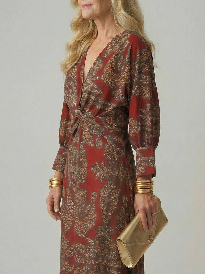 Lune | Natürliches Wickel-Midi-Kleid