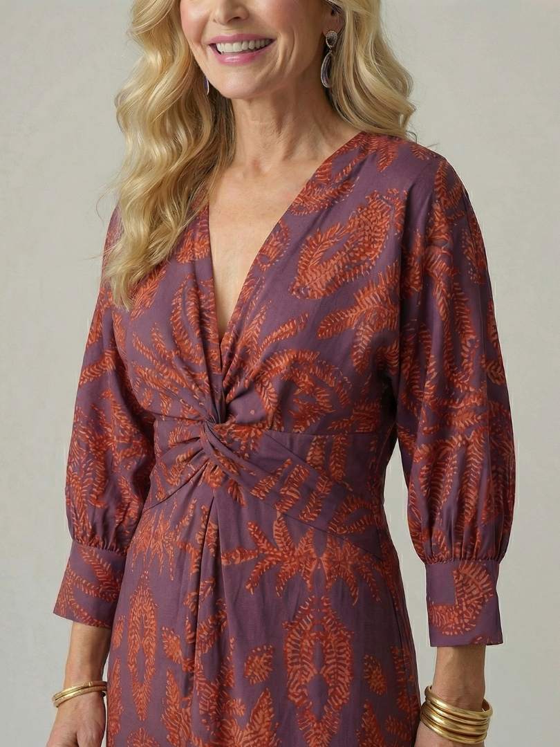 Lune | Natürliches Wickel-Midi-Kleid