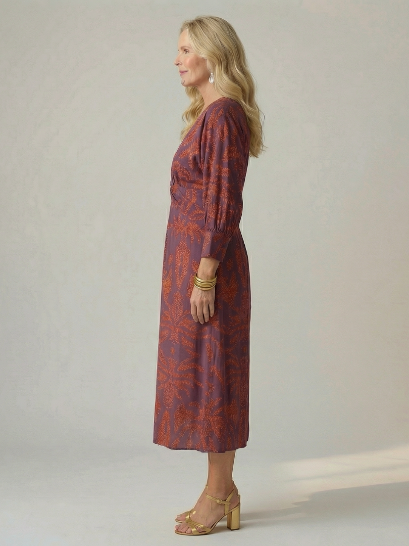 Lune | Natürliches Wickel-Midi-Kleid