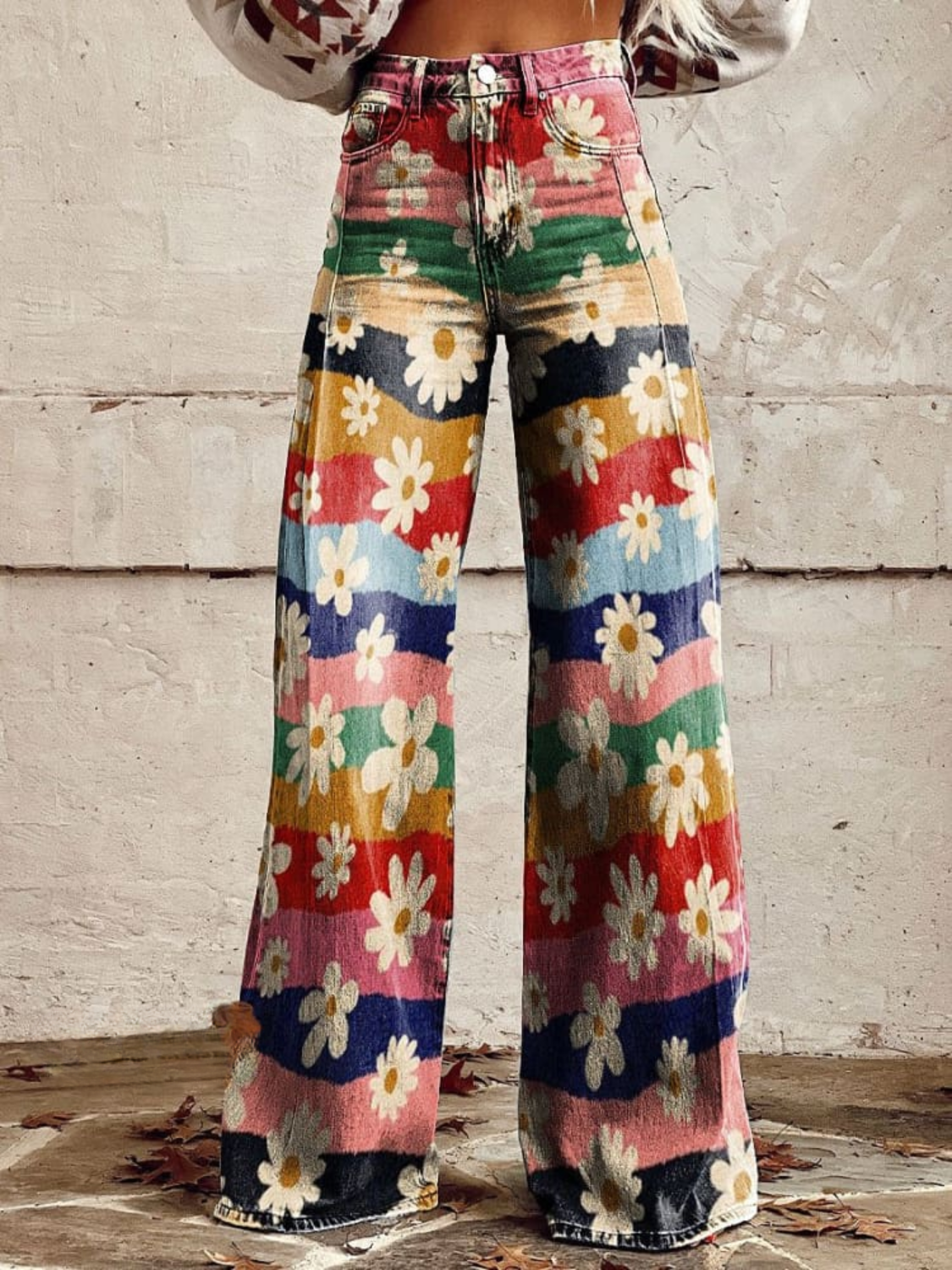 RETRO FLORAL HOSEN FÜR FRAUEN