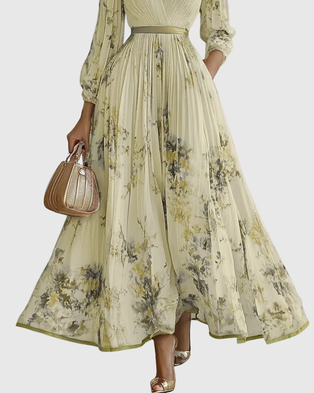 Rowella | Elegantes plissiertes Maxikleid