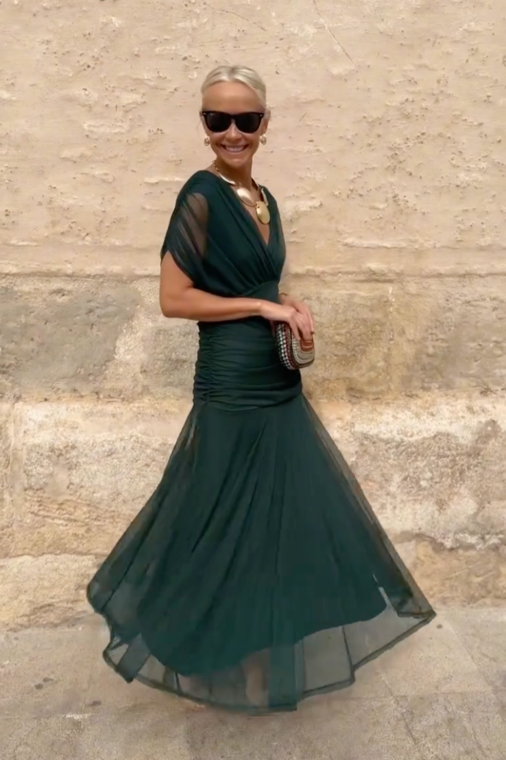 Louise | Elegantes Festliches Maxikleid mit V-Ausschnitt