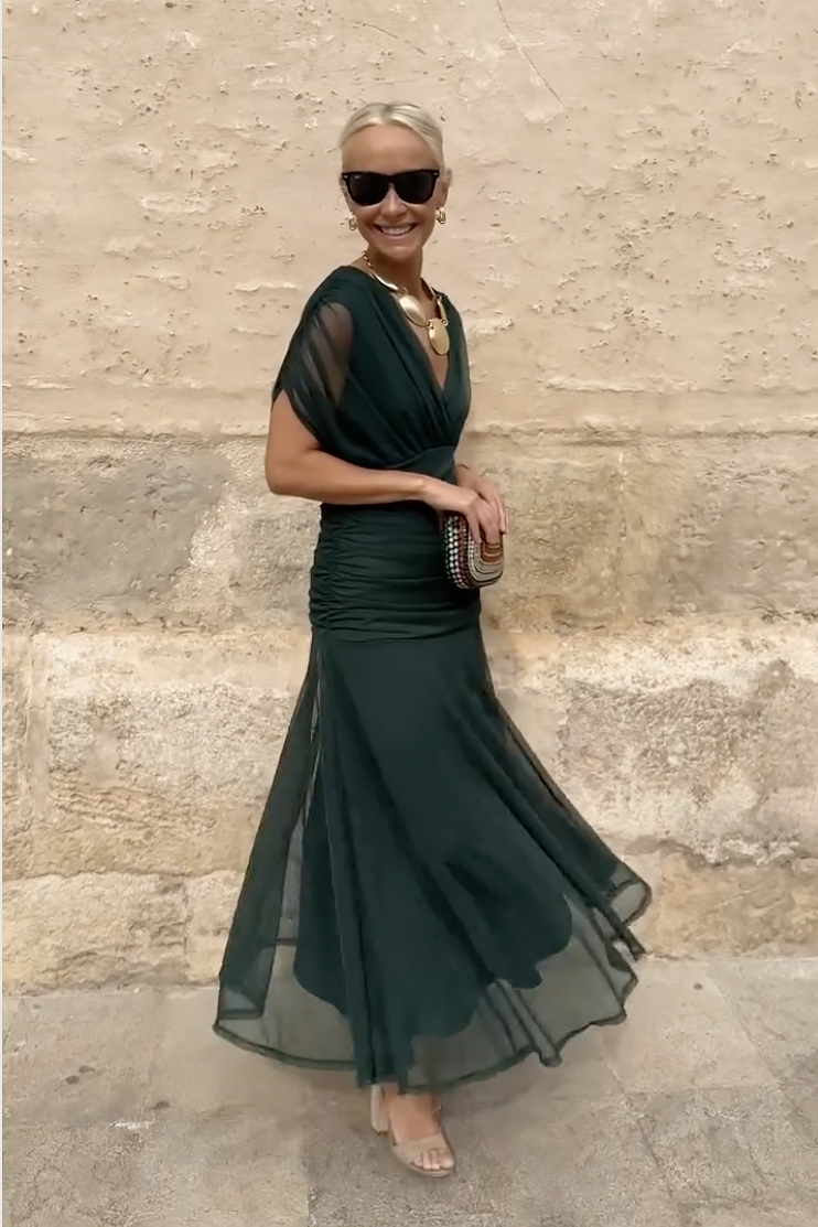 Louise | Elegantes Festliches Maxikleid mit V-Ausschnitt