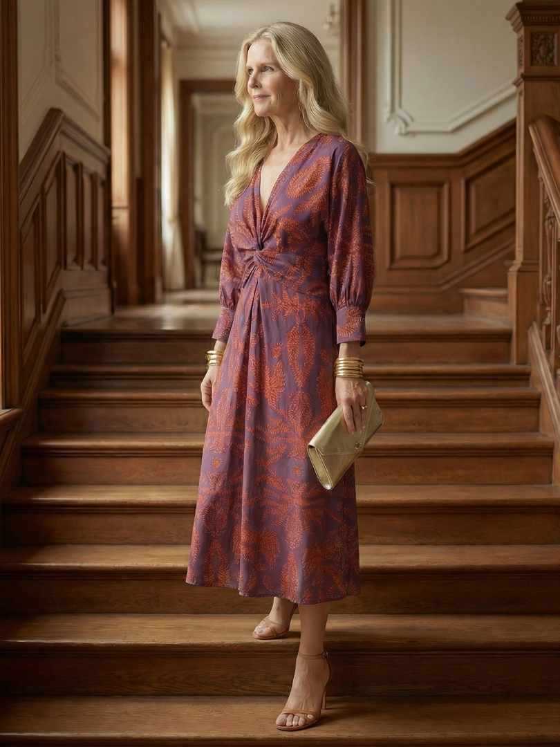 Lune | Natürliches Wickel-Midi-Kleid