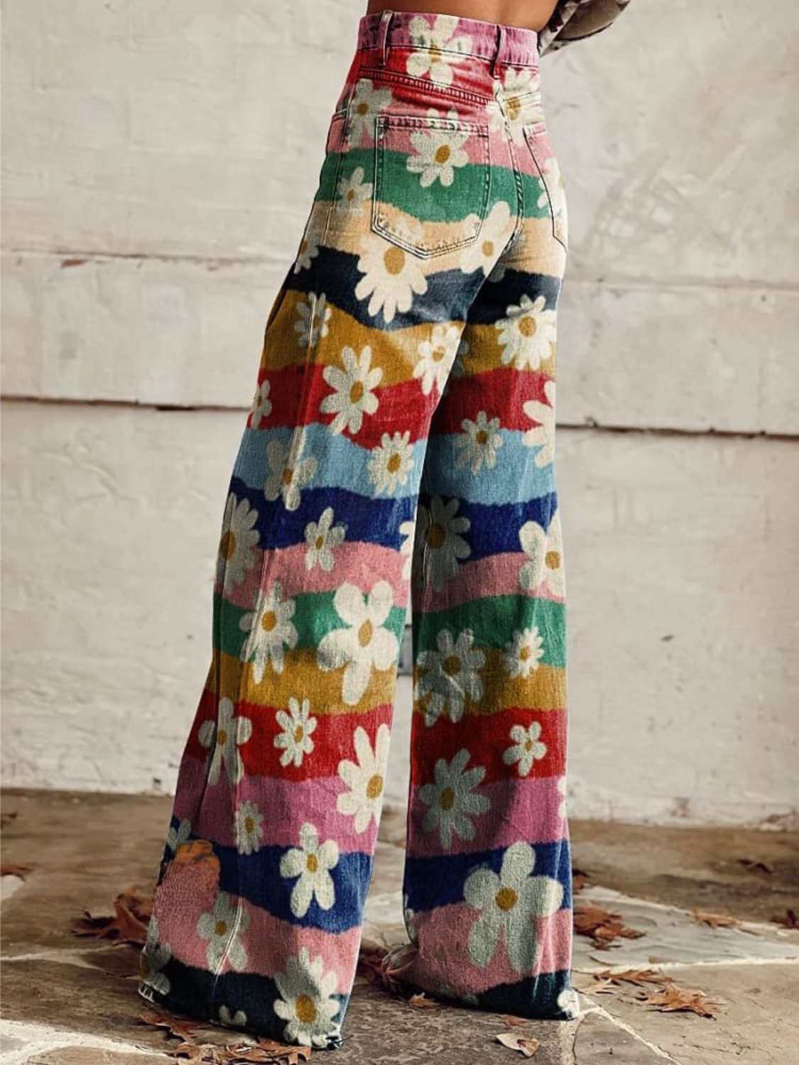 RETRO FLORAL HOSEN FÜR FRAUEN
