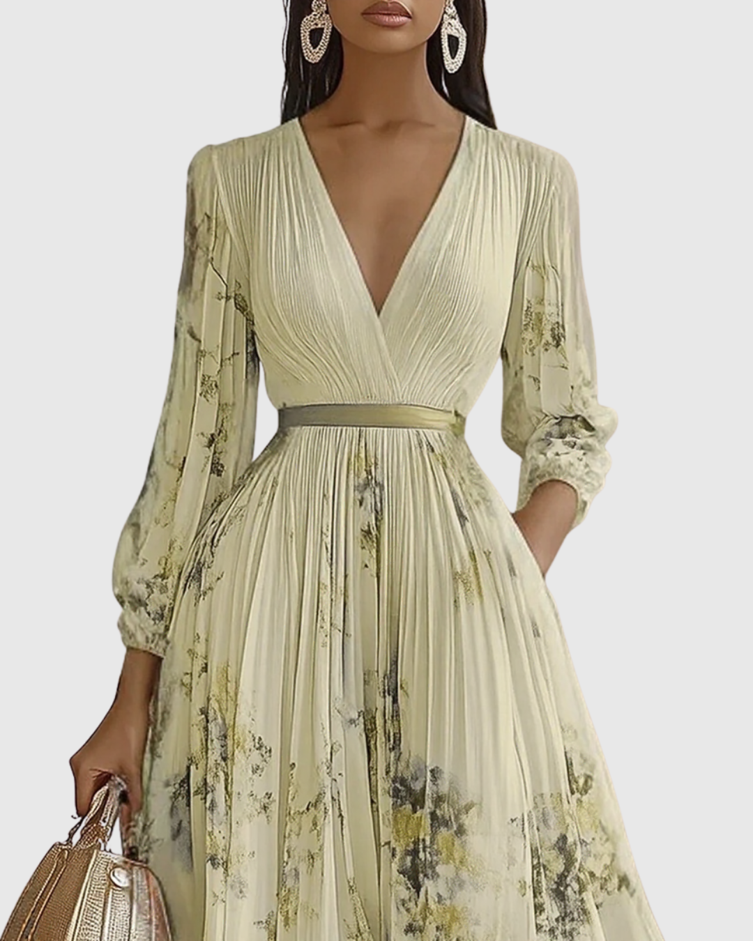 Rowella | Elegantes plissiertes Maxikleid