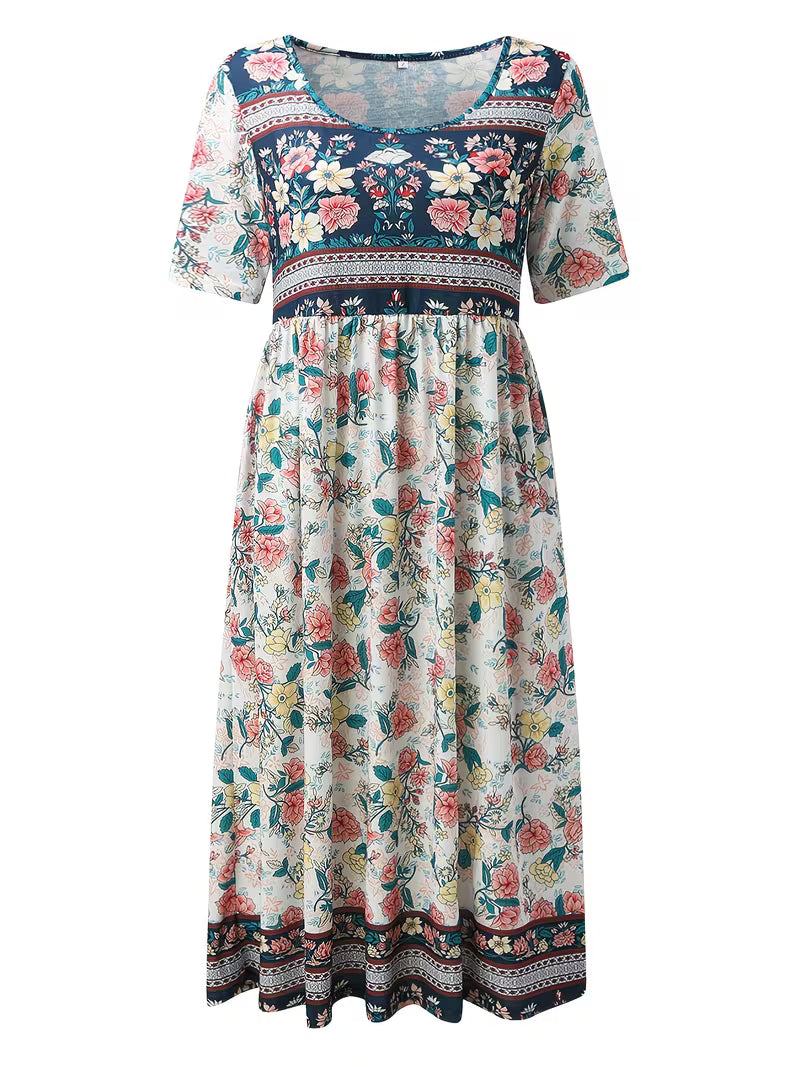Lisan – Vintage Blumenkleid mit Muster und Tasche
