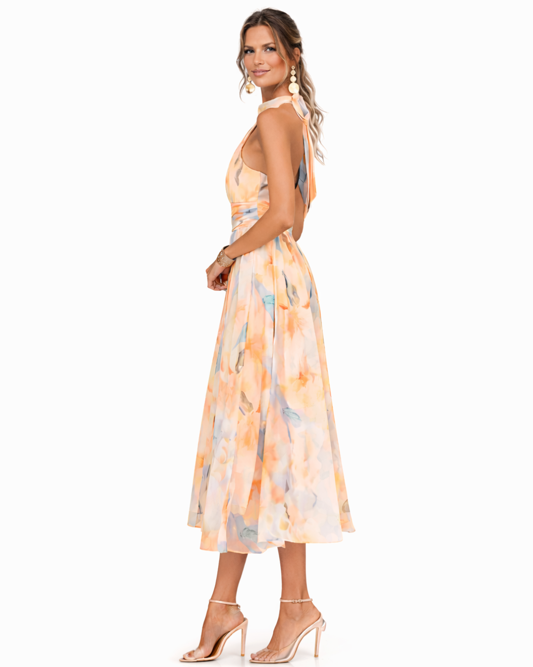 Aurora | Neckholder Kleid mit Aquarelldruck