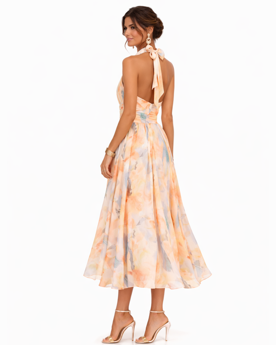 Aurora | Neckholder Kleid mit Aquarelldruck