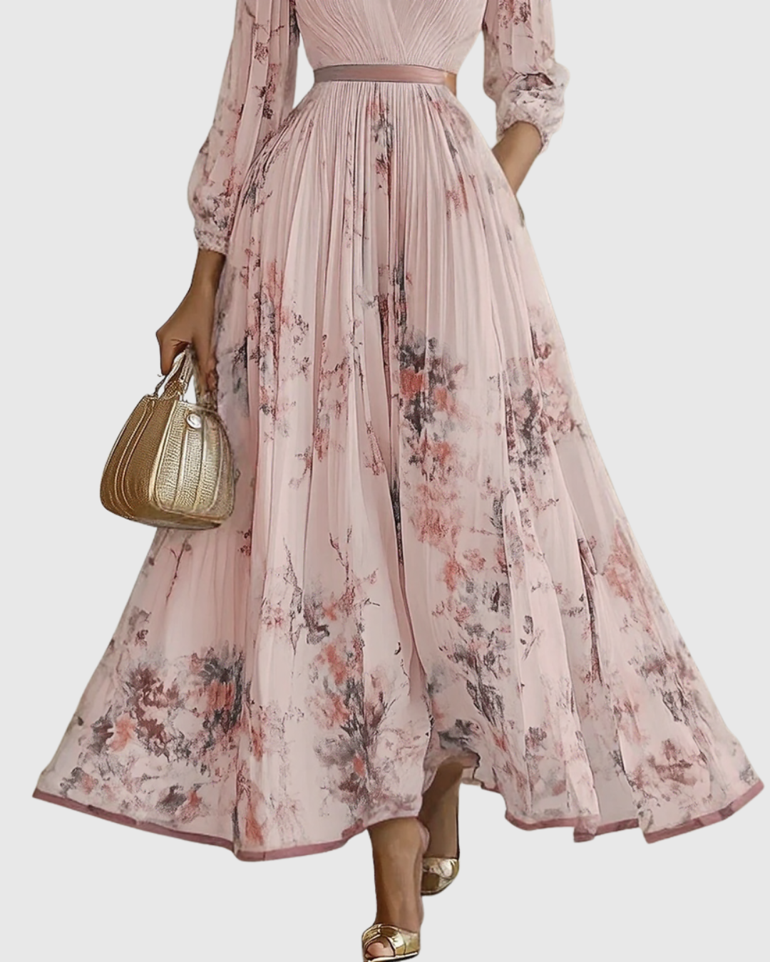 Rowella - Elegantes plissiertes Maxikleid