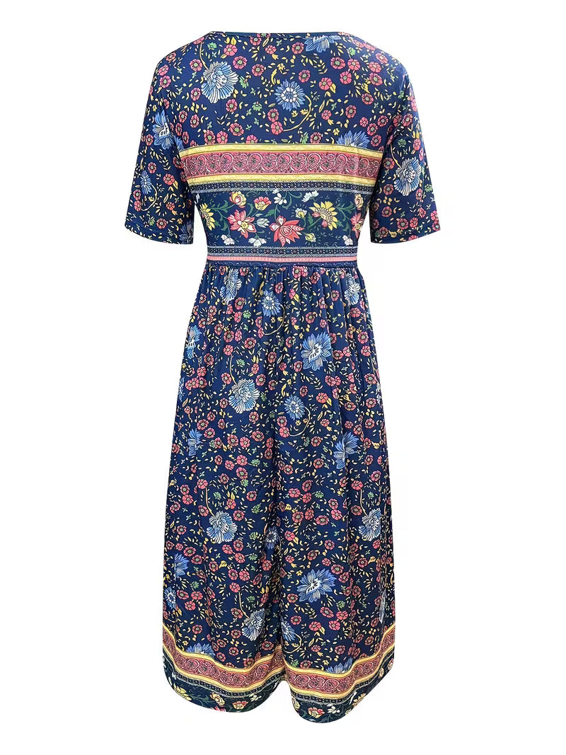 Lisan – Vintage Blumenkleid mit Muster und Tasche
