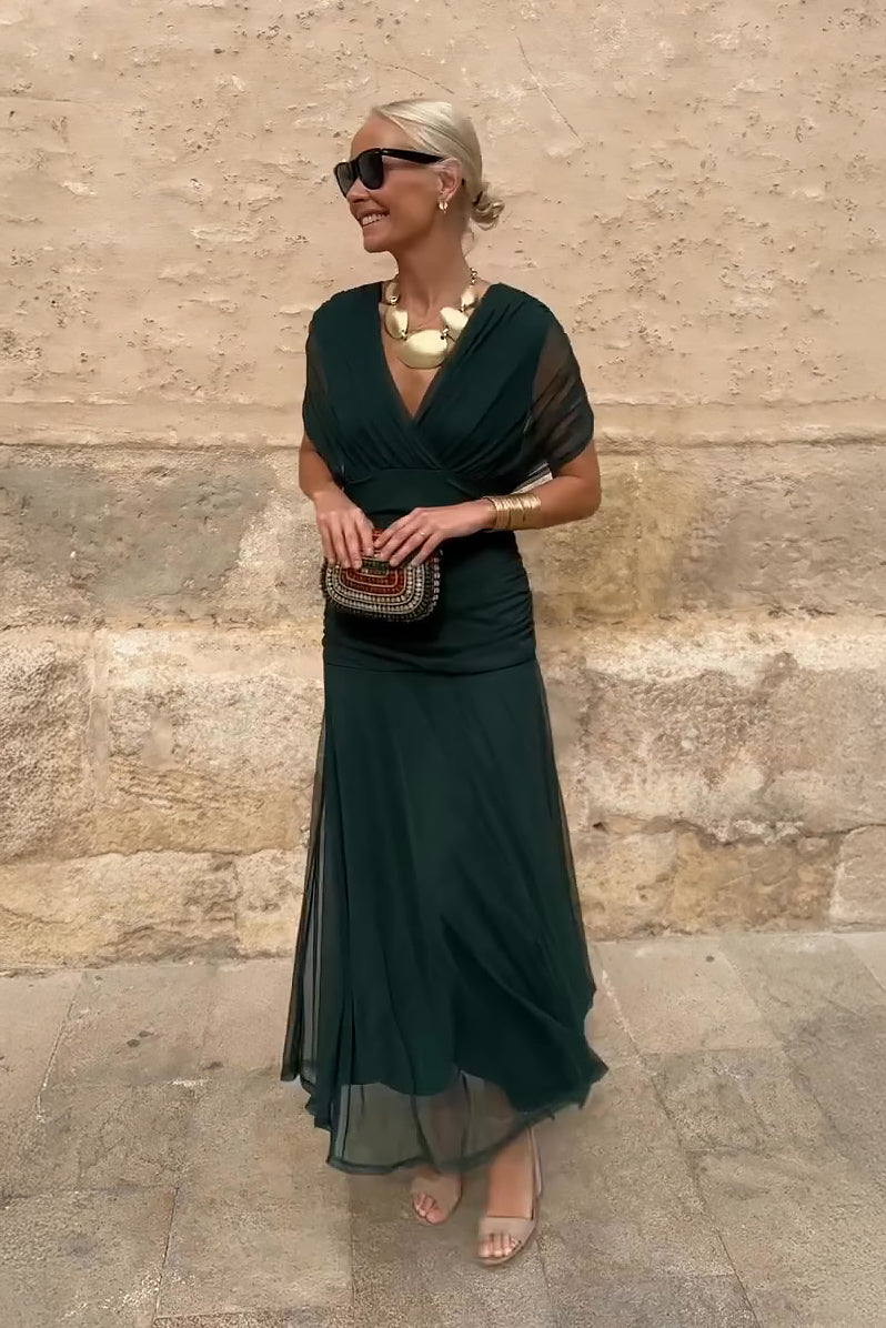 Louise | Elegantes Festliches Maxikleid mit V-Ausschnitt