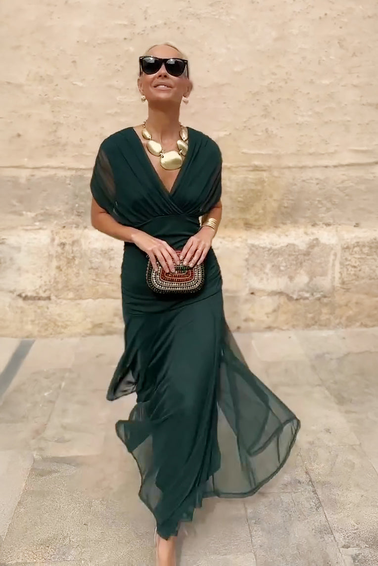 Louise | Elegantes Festliches Maxikleid mit V-Ausschnitt