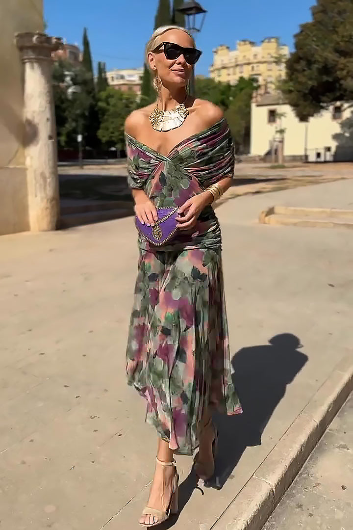 Louise | Elegantes Festliches Maxikleid mit V-Ausschnitt