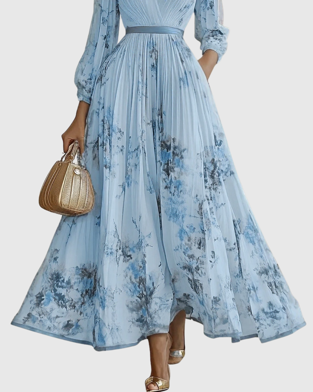 Rowella - Elegantes plissiertes Maxikleid