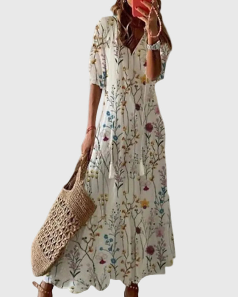 Amalia | Boho Vintage Sommer Maxi Kleid