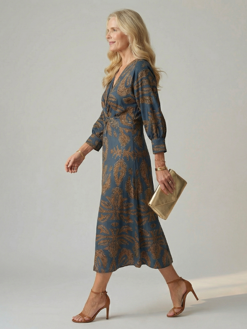 Lune | Natürliches Wickel-Midi-Kleid