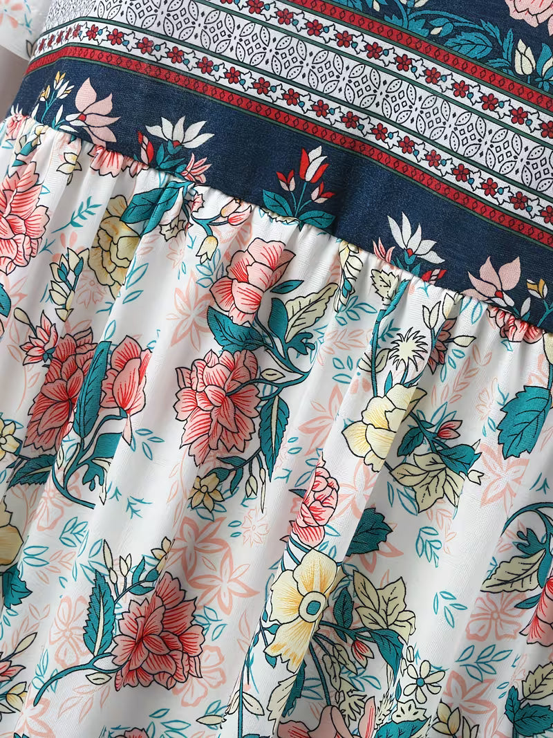 Lisan – Vintage Blumenkleid mit Muster und Tasche