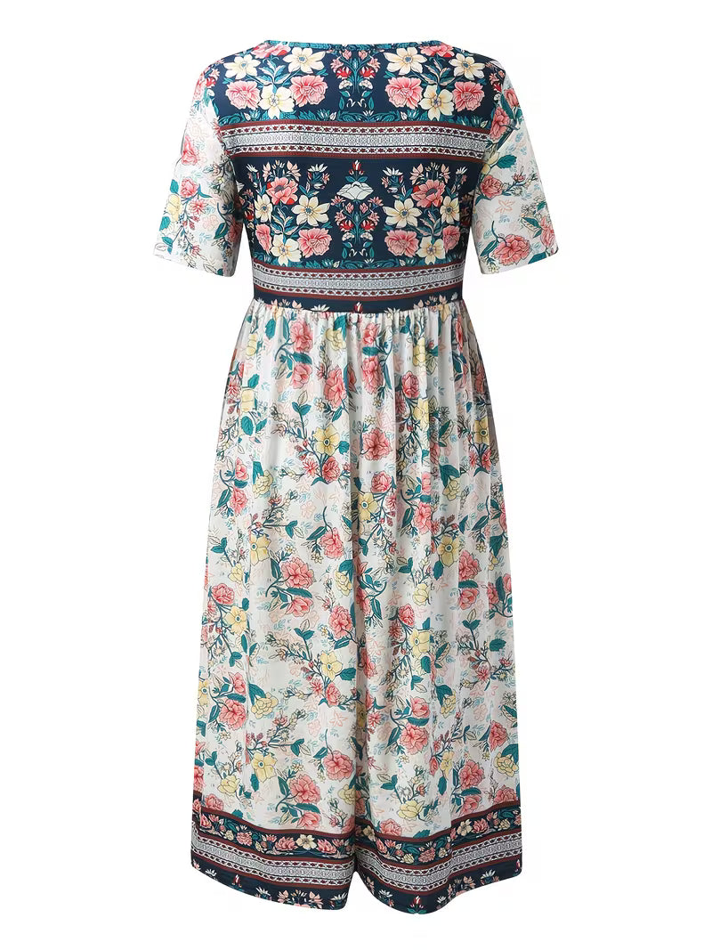 Lisan – Vintage Blumenkleid mit Muster und Tasche