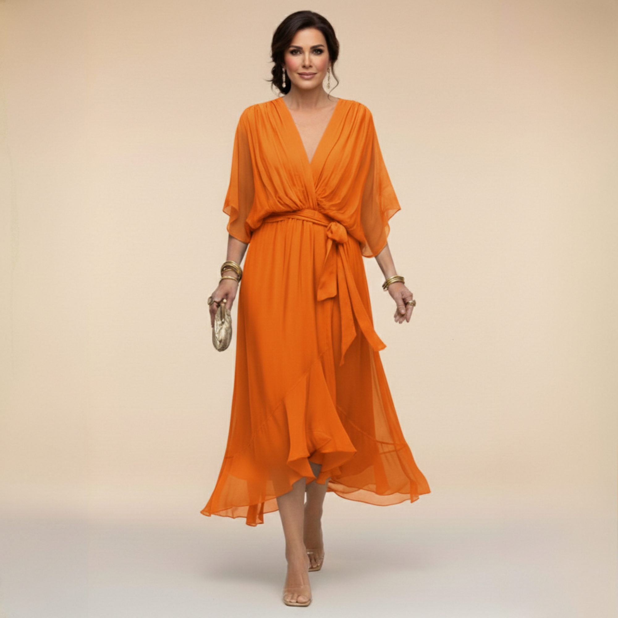 Monica - Chiffonkleid mit V-Ausschnitt