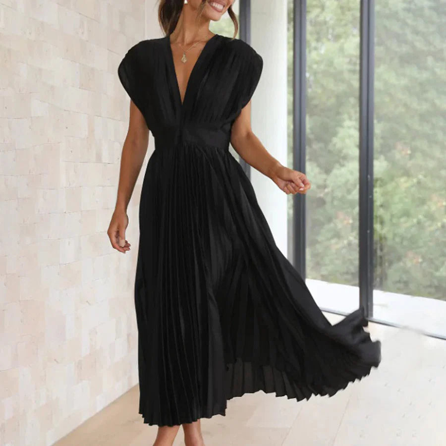 Zeitloses plissiertes Midikleid