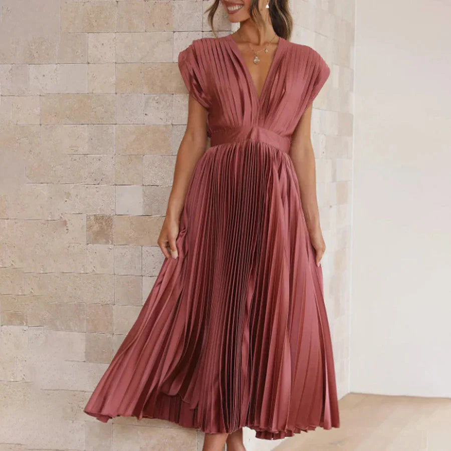 Zeitloses plissiertes Midikleid