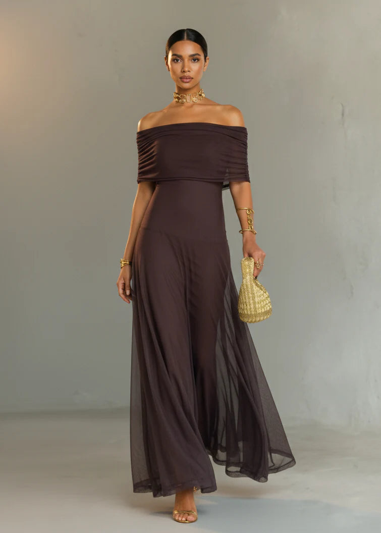 Briallen – Kleid mit weichem Griff und Bardot-Ausschnitt