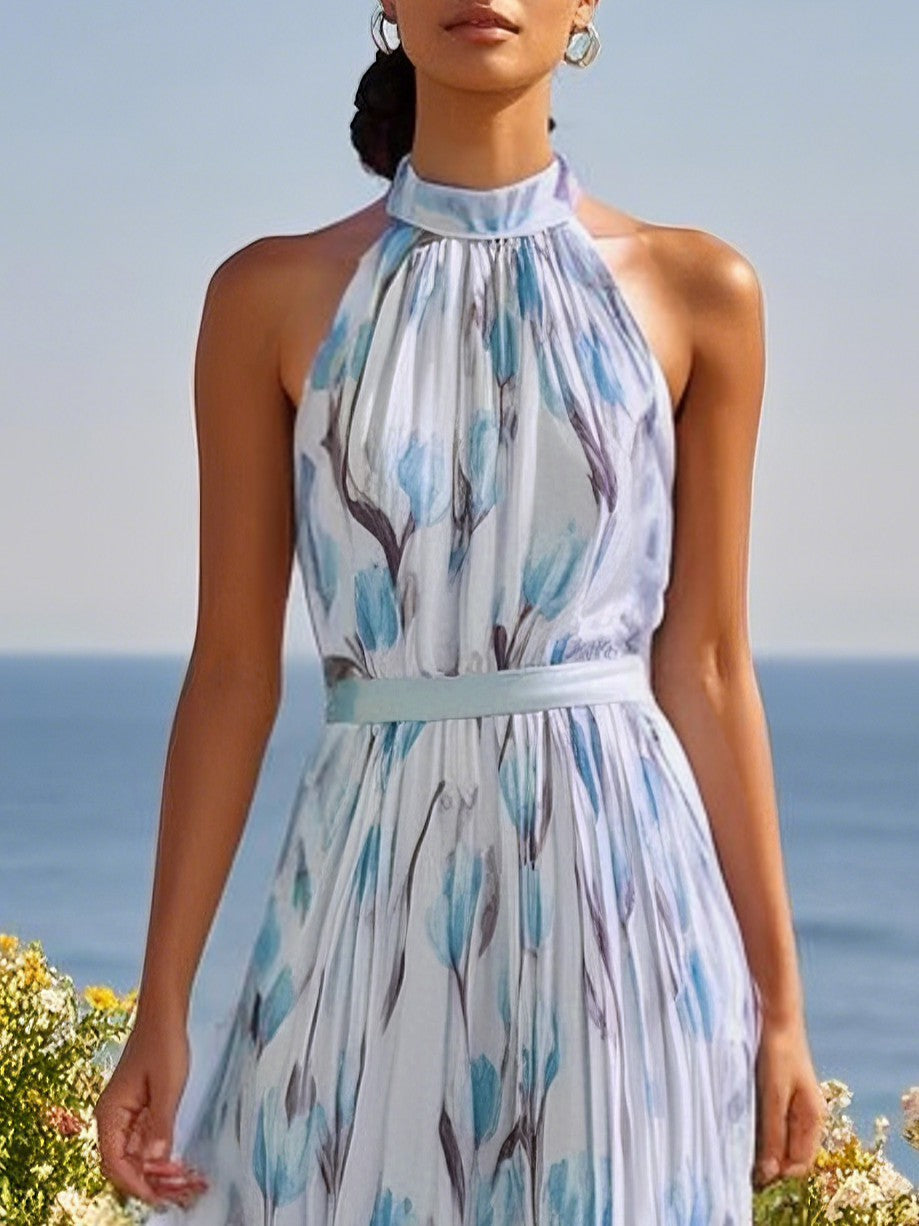 Kleid mit Neckholder und Print