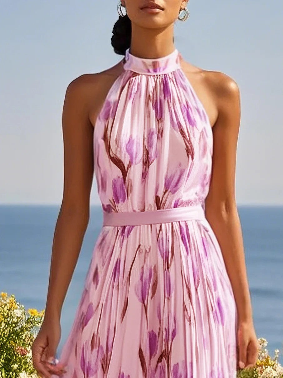 Kleid mit Neckholder und Print