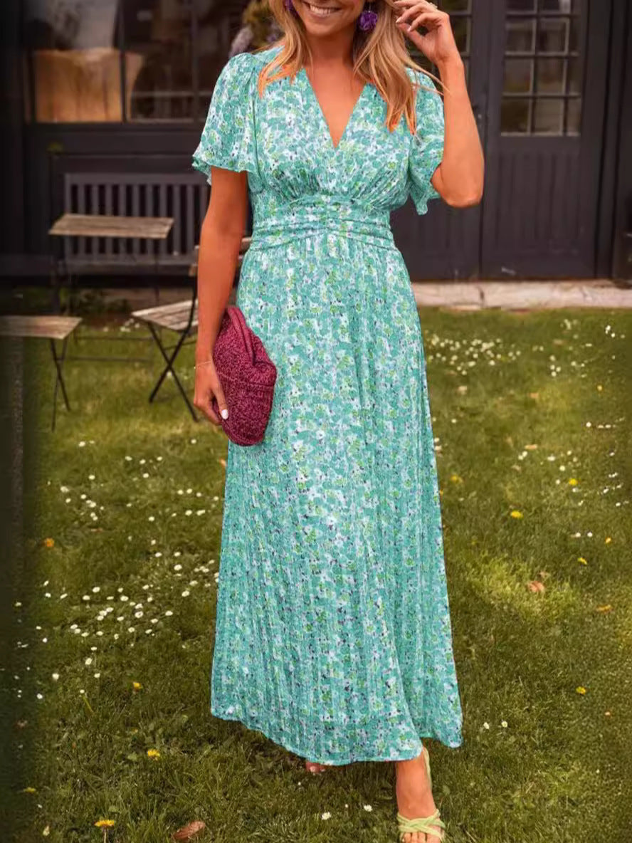Élina - Langes, fließendes Kleid mit Blumenmuster