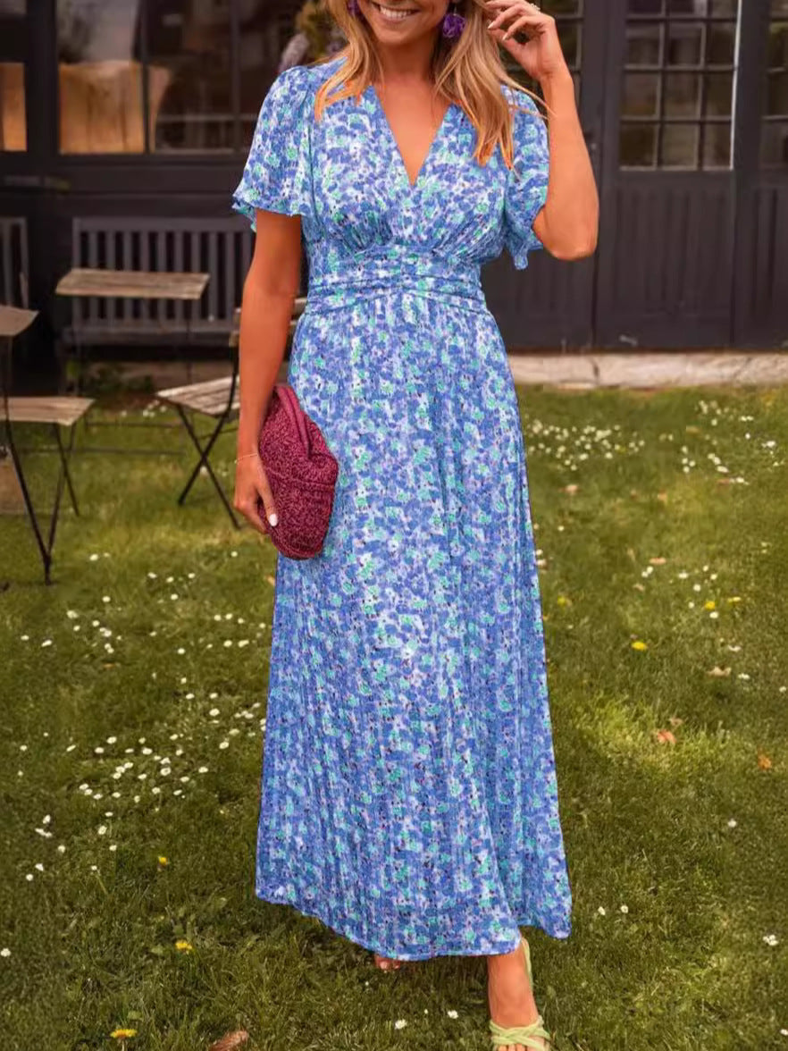 Élina - Langes, fließendes Kleid mit Blumenmuster