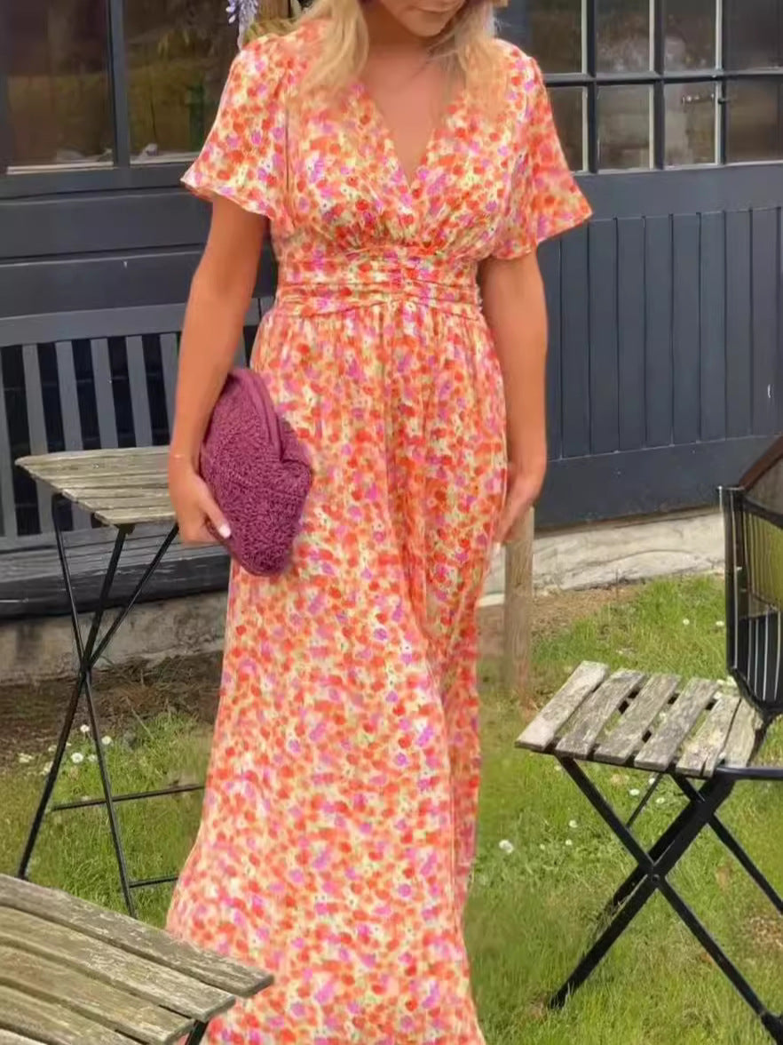 Élina - Langes, fließendes Kleid mit Blumenmuster