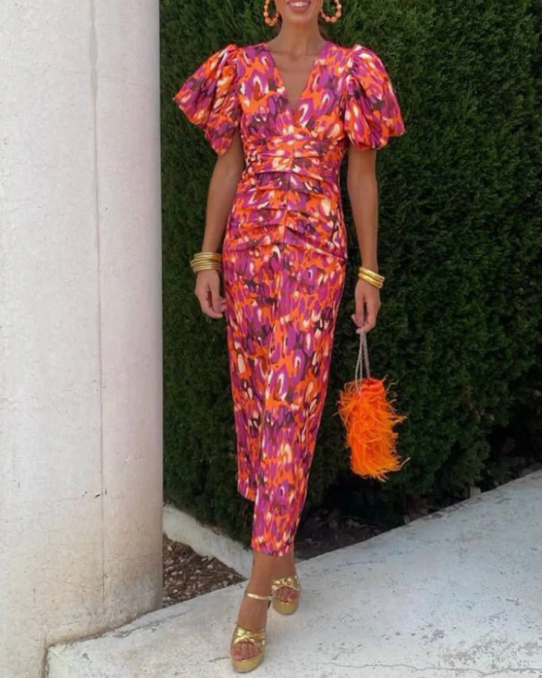 Ursula | Lebhaftes Plissee-Midikleid