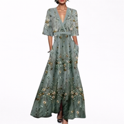 Alma | Elegantes Langes Kleid mit Blumen
