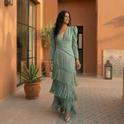 Clara - Elegantes Kleid mit Fransenärmeln