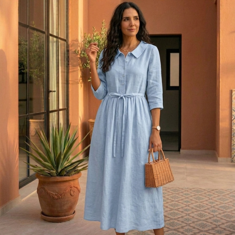 Paloma : Klassisches leichtes Leinenkleid