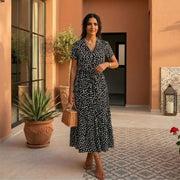 Gabriela | Vintage-Kleid mit Blumendruck und kurzen Ärmeln