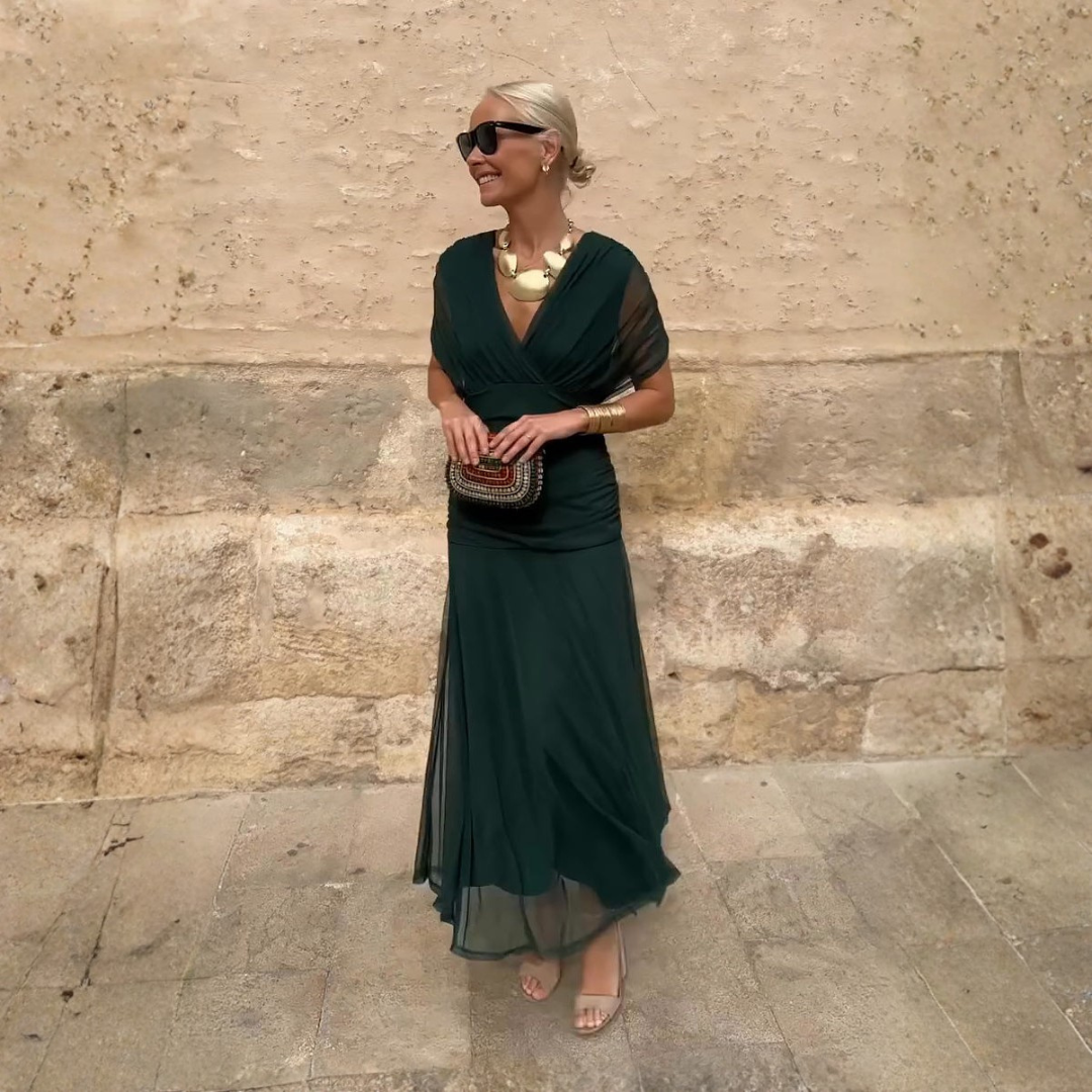 Louise | Elegantes Festliches Maxikleid mit V-Ausschnitt