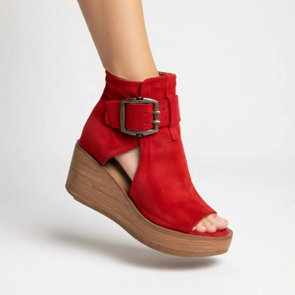 Luisa - Moderne & komfortable Ankle Boots mit offenem Keilabsatz