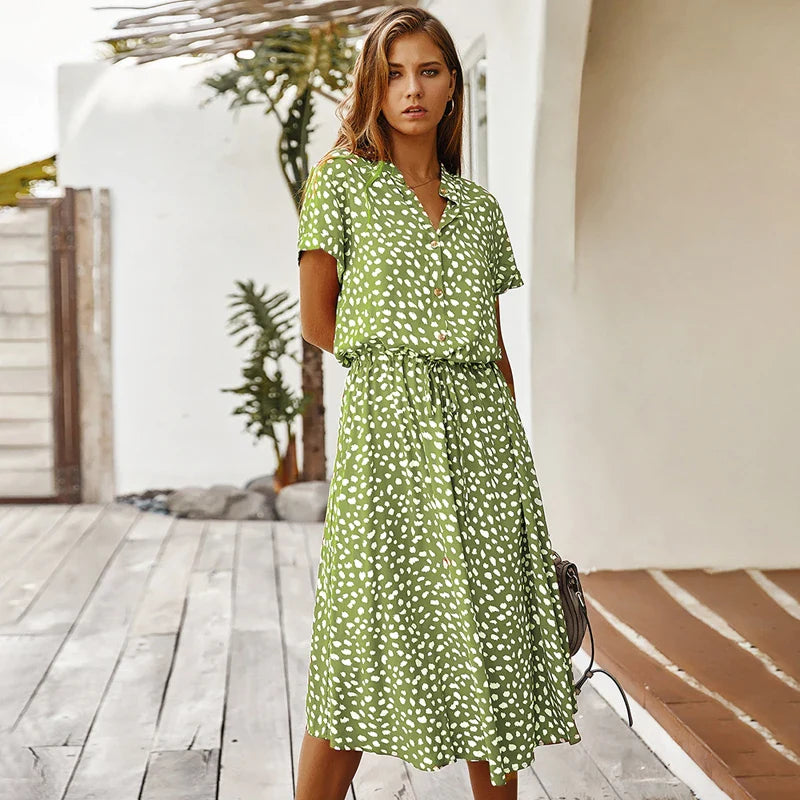 Gabriela | Vintage-Kleid mit Blumendruck und kurzen Ärmeln
