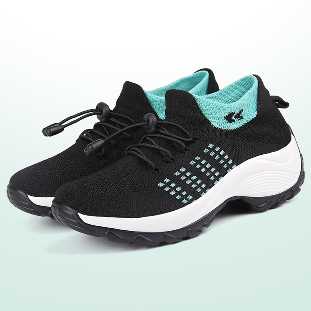 Ambulo Orthopädische Schuhe Strickstoff - Grün Schwarz