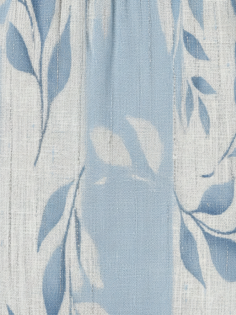 Solene | Ärmelloses Blaues Midikleid mit Blattmuster