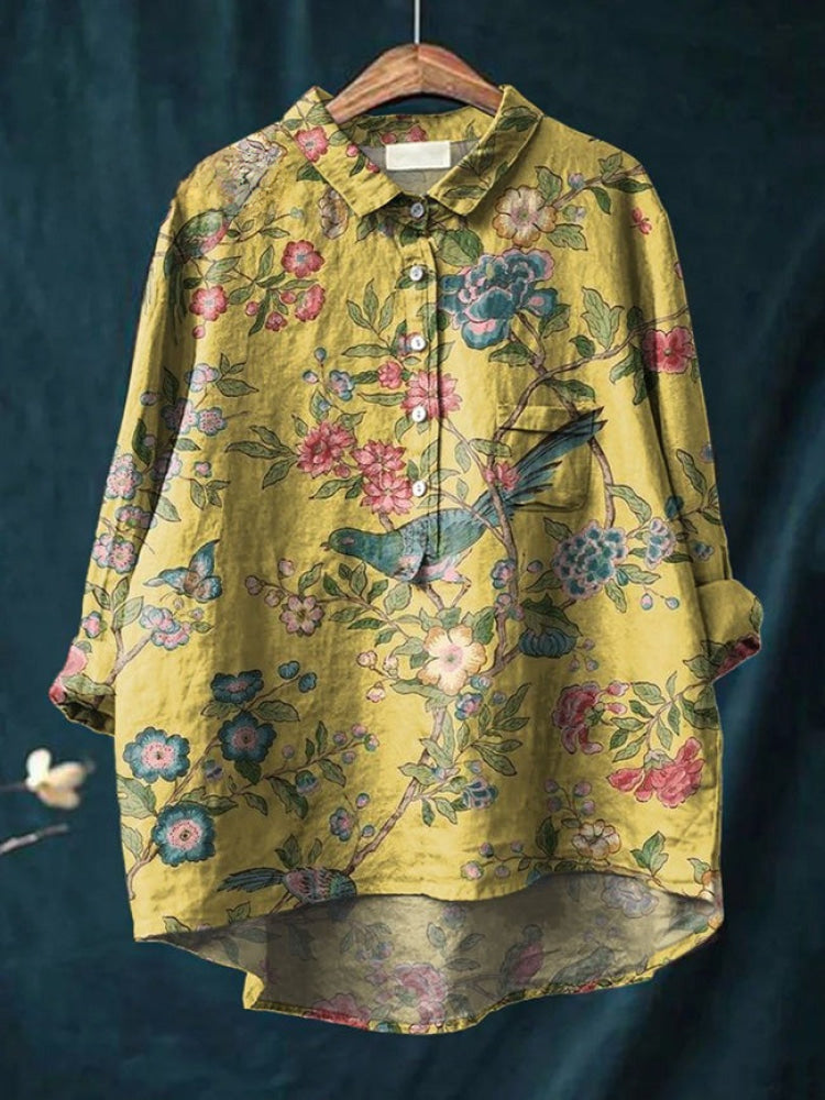 Lina | Vibrant Floral Besticktes Hemd