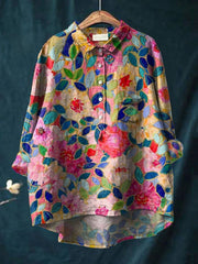 Lina | Vibrant Floral Besticktes Hemd