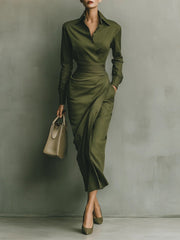 Noëlle™ | Maxikleid in Armeegrün