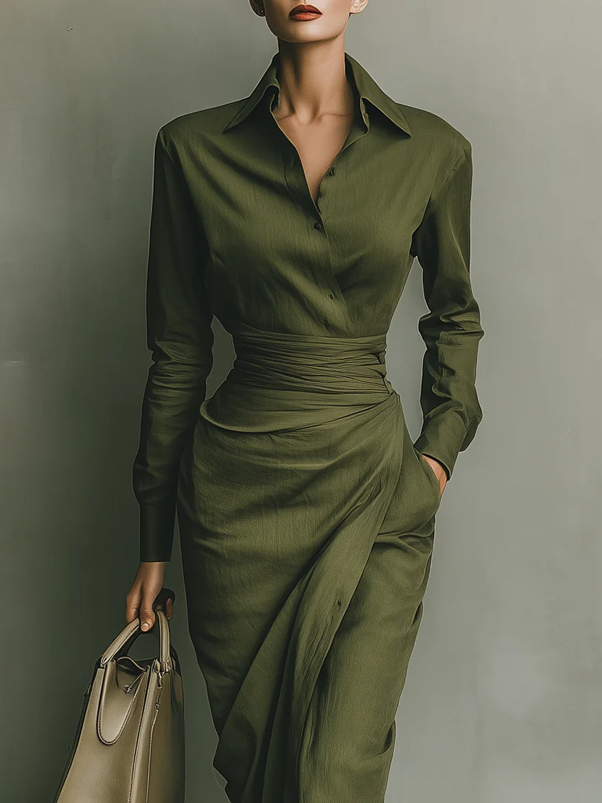 Noëlle™ | Maxikleid in Armeegrün